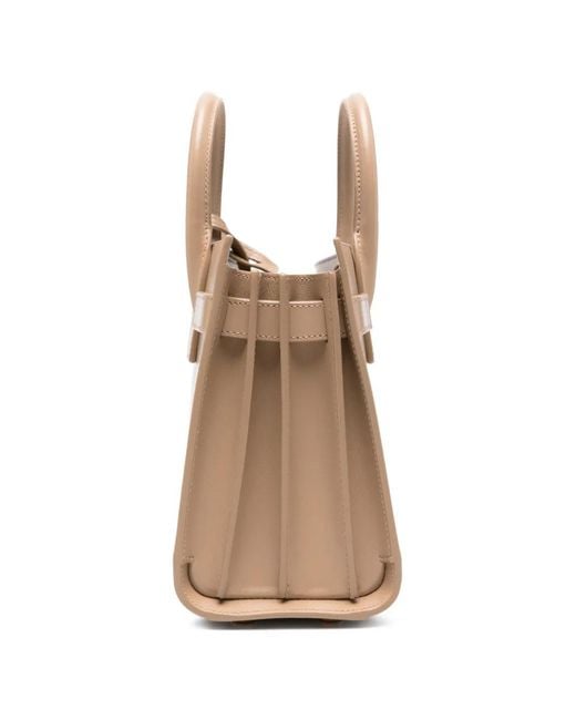 Saint Laurent Natural Sac De Jour Nano Leather Handbag