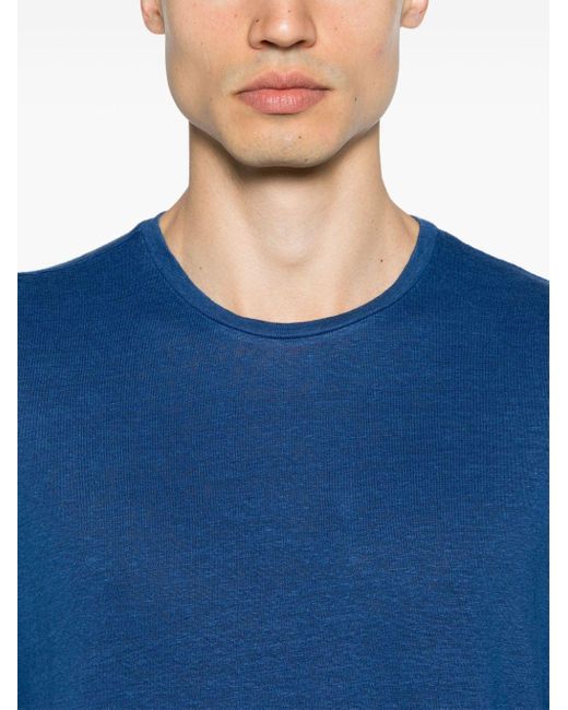 Majestic Filatures Blue Mélange Linen-blend T-shirt for men