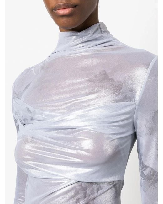 Off-White c/o Virgil Abloh White Twist-Effect Shiny Top