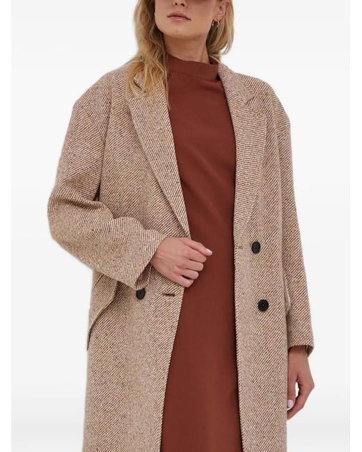 Joop! Brown Herringbone Double-Breasted Coat
