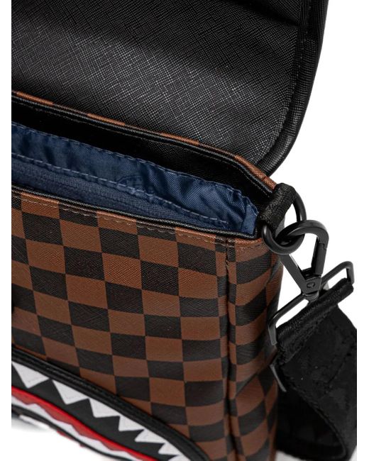 Sprayground Black Checked-Pattern Messenger Bag