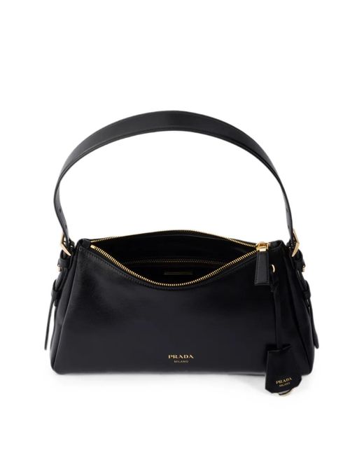 Prada Black Sac Porté Épaule Aimée Médium En Cuir