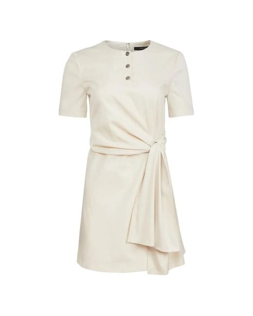 Toccin White Leoni Tie-Front Short-Sleeve Mini Cotton Dress
