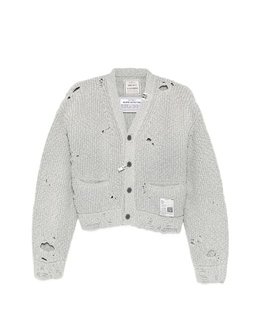 Maison Mihara Yasuhiro White Sun-Faded Distressed Cardigan