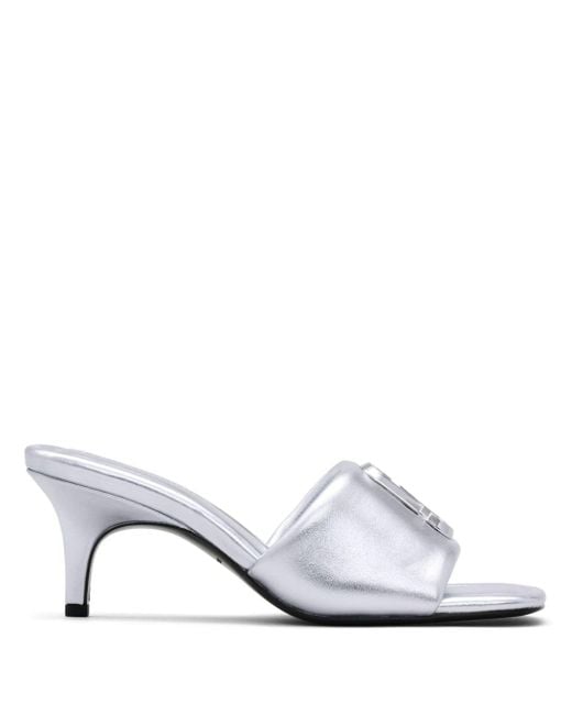 Marc Jacobs White The Metallic J Leather Mules