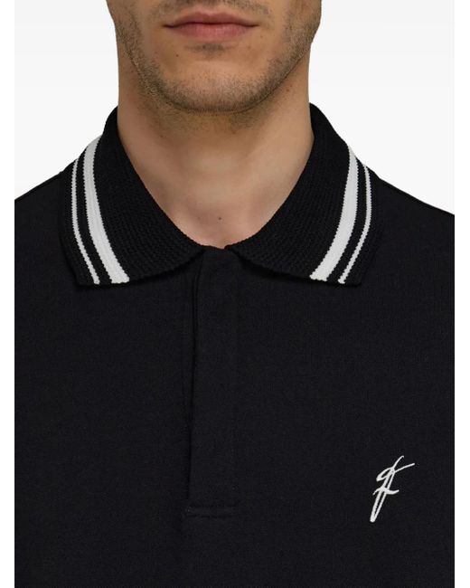 メンズ Ferragamo オーガニックコットン ポロシャツ Black