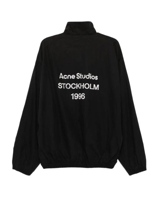 Acne Studios Women's Black Embroidered Logo Zip-Up Jacket