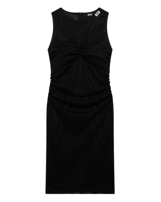 Gcds Black Draped Midi Dress
