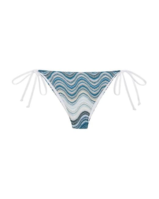 Mc2 Saint Barth Blue Wave-Print Bikini Bottom