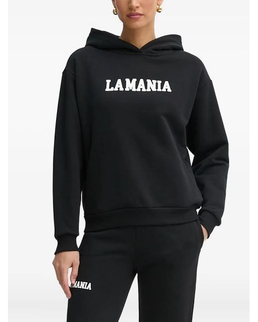 La Mania Black Logo-Print Hoodie