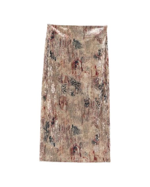 Pierre Louis Mascia Natural Ranat Filo Di Moss Midi Skirt