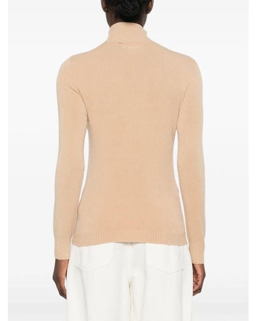 ERMANNO FIRENZE Natural High-Neck Rib-Trimmed Sweater