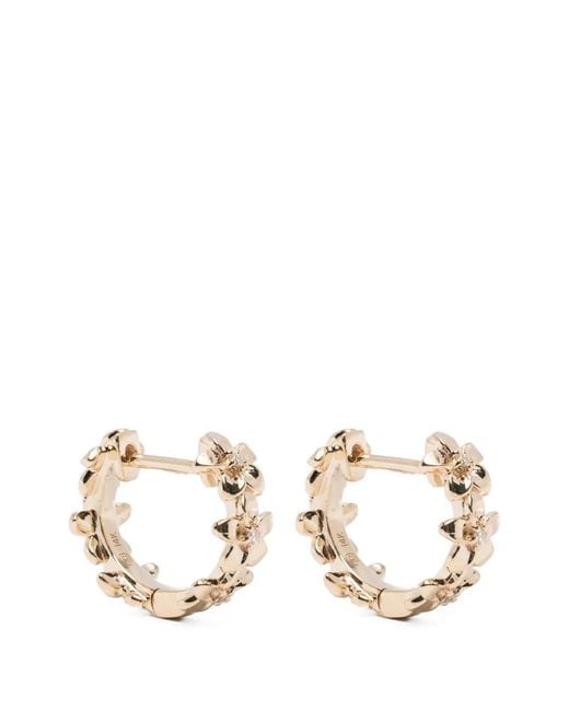 Sydney Evan Metallic Tiny Plumeria Diamond Huggie Hoops