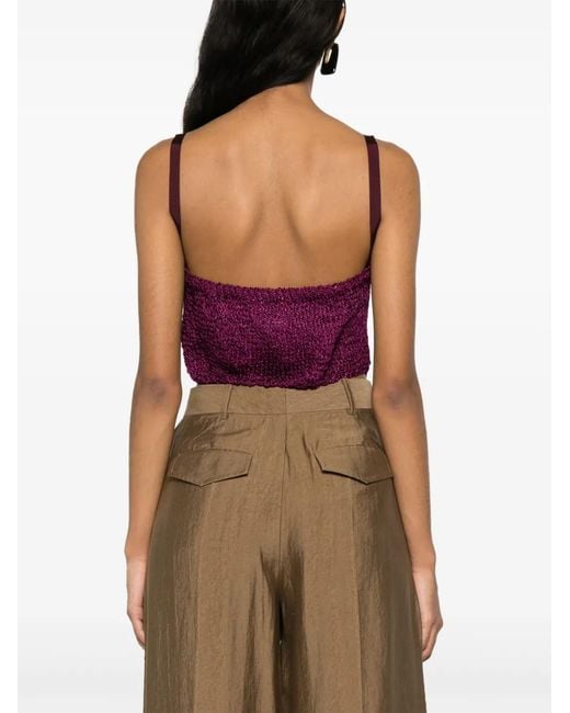 Forte_forte Purple Cropped Crochet Top