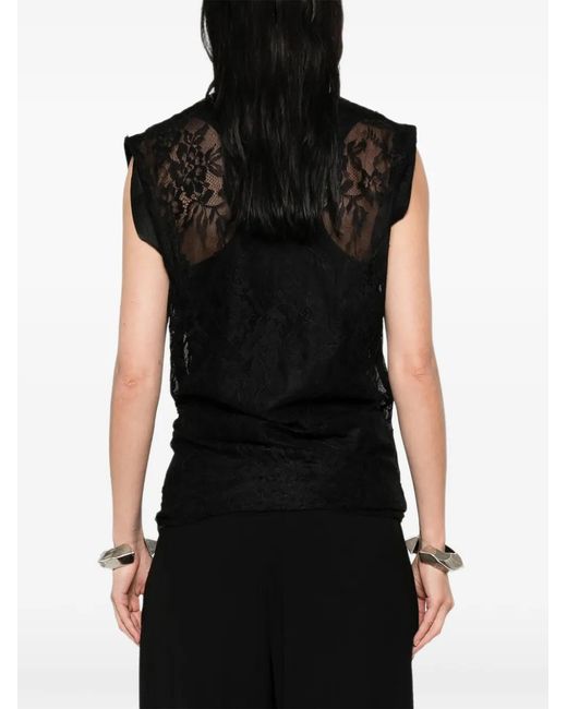 Sportmax Black Lace Sleeveless Top