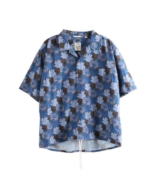Nanamica Blue Nanaloha Floral-Print Short-Sleeve Shirt