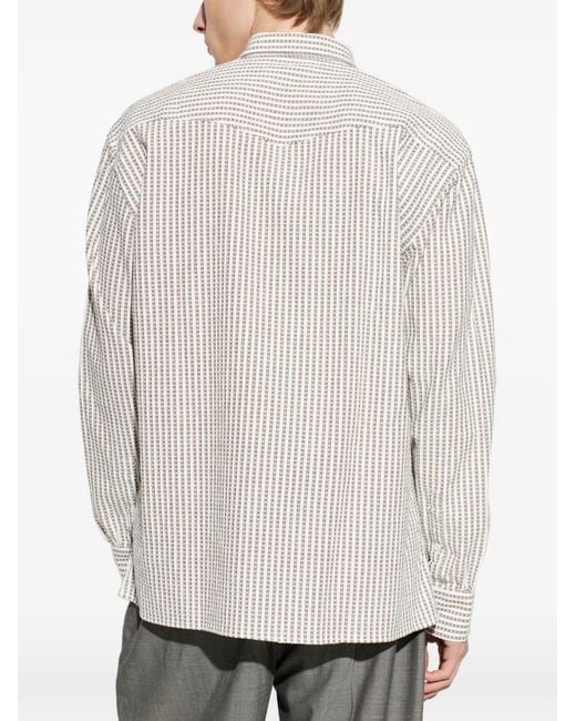 Officine Generale White Striped-Pattern Shirt for men
