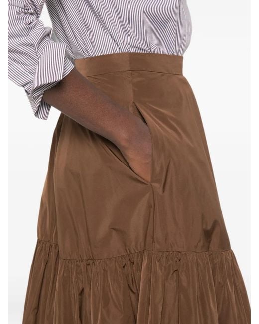 ROSSO35 Brown Tiered Midi Skirt