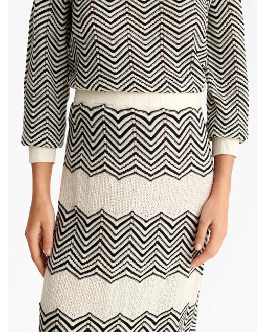 Eres Gray Réglisse Chevron-Pattern Maxi Skirt