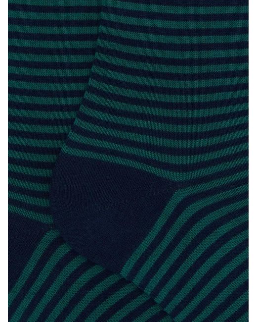 Gallo Blue Horizontal-Stripe Socks for men
