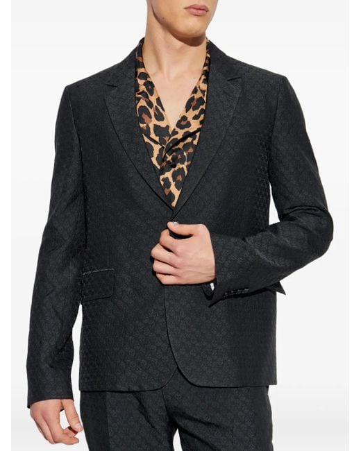 McQueen Black Skull-Print Two-Button Blazer for men