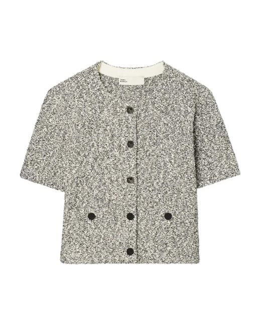 Cárdigan de tweed con botones Tory Burch de color Gray