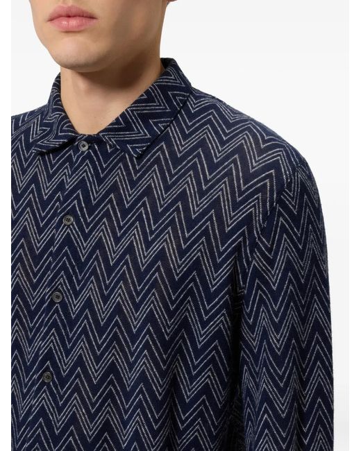 Missoni Blue Cashmere Zigzag Shirt for men