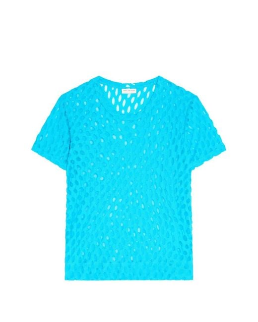 Dries Van Noten Blue Dot-Pattern Jersey T-Shirt