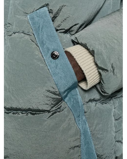 Stone Island Blue Padded Hooded Jacket for men