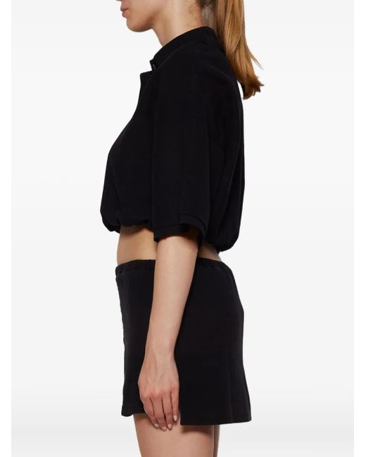 Alexander Wang Black Cropped Polo Shirt