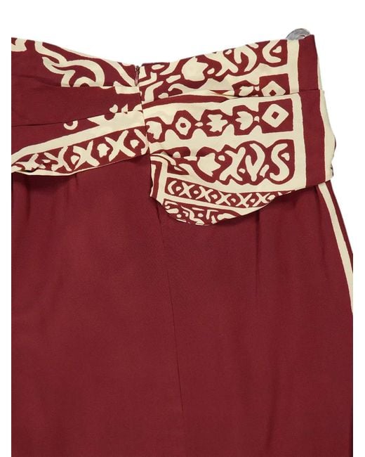 Johanna Ortiz Red Knot-Detail Geometric-Print Skirt