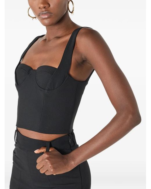 MARINE SERRE Black Tailored Structured Strap Top