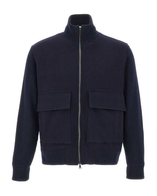 Paul & Shark Blue Knit-Sleeves Jacket for men