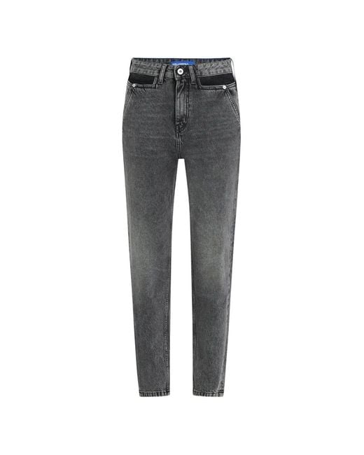 Karl Lagerfeld Gray Logo-Patch Jeans