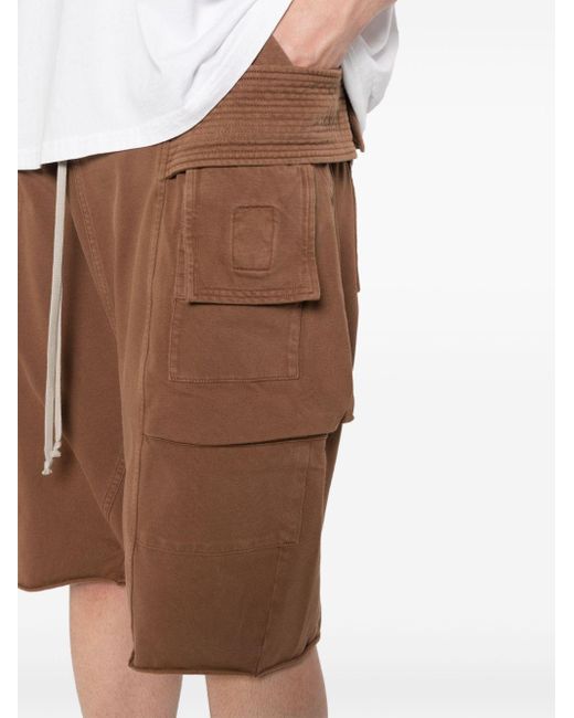 Rick Owens Brown Jersey Cargo Shorts for men