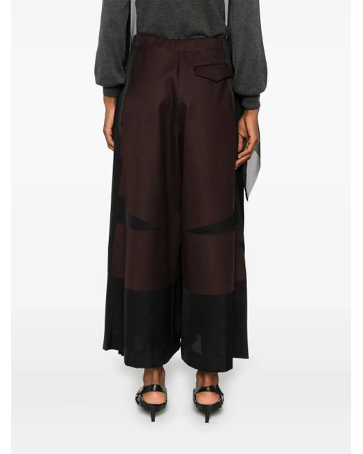 Undercover Black Panelled Wool-Blend Wide-Leg Trousers