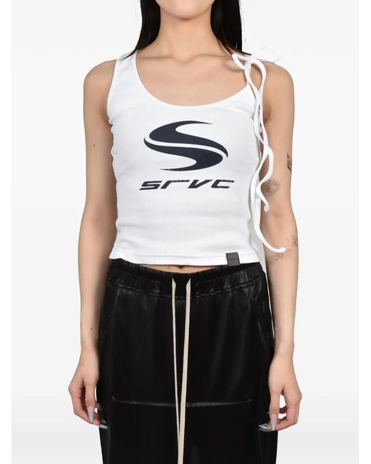 SRVC Studio White Graphic-Print Tie-Strap Tank Top