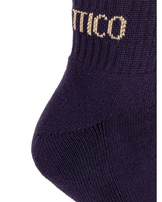 The Attico Purple Flag-Logo Cotton Socks