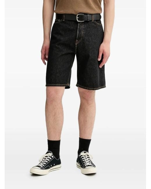 Samsøe & Samsøe Black Contrast-Stitch Denim Shorts for men