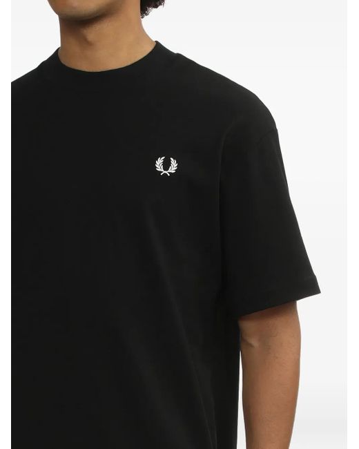 Fred Perry Black Small-Logo Cotton T-Shirt for men
