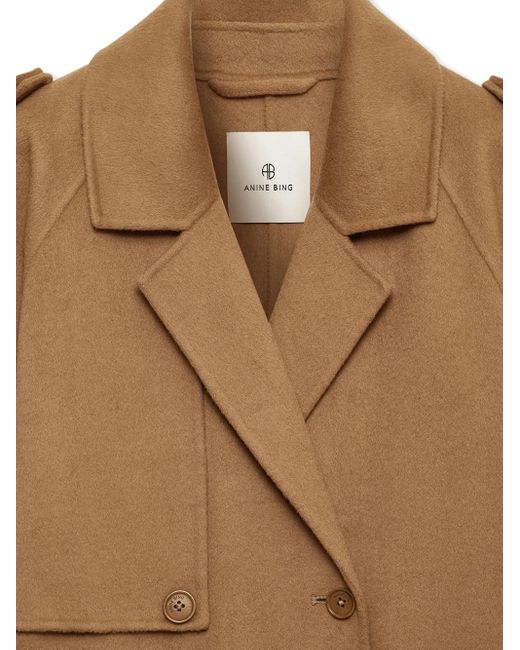 Anine Bing Natural Rickie Belted Trench Coat