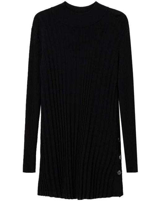 Twinset Black Pleated Button-Detail Jumper