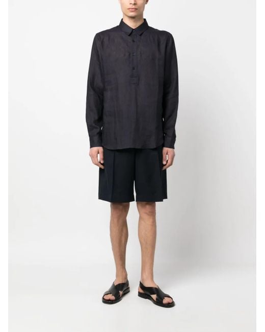 Orlebar Brown Blue Long-Sleeve Linen Shirt for men