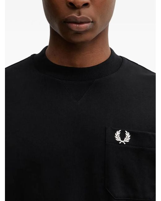 Fred Perry Black Logo-Embroidered Pocket T-Shirt for men