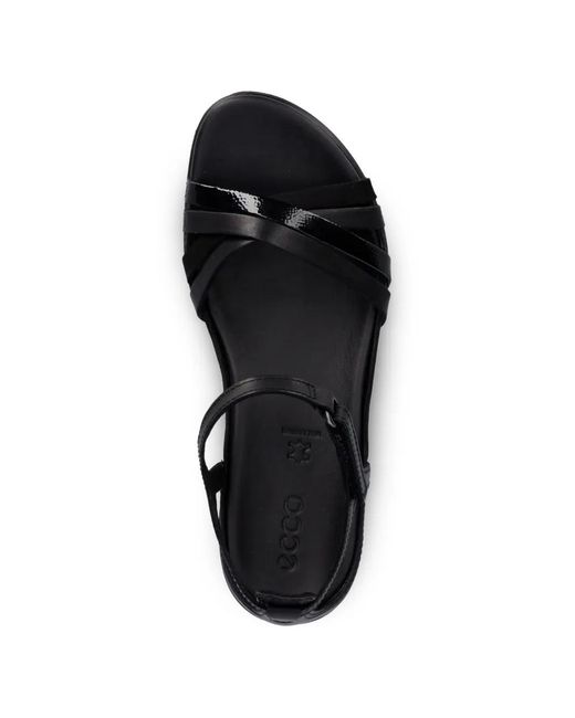 Ecco Black Sandales En Cuir Flash À Brides