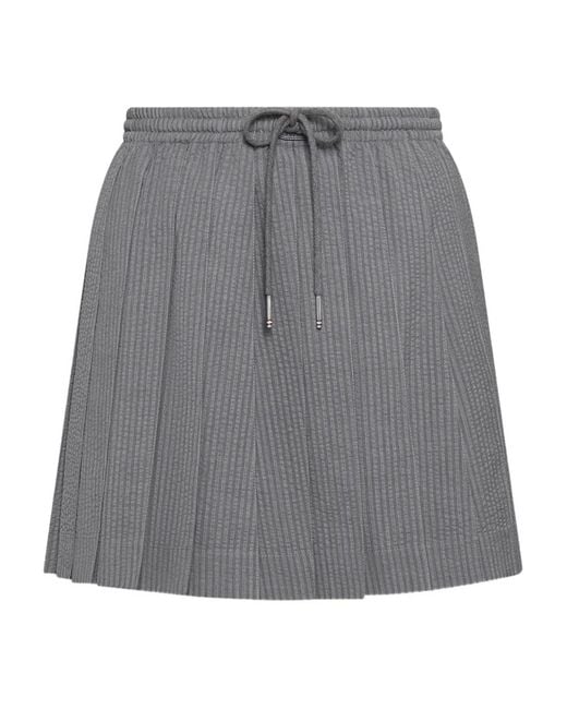 Thom Browne Gray Drawstring Pleated Mini Skirt
