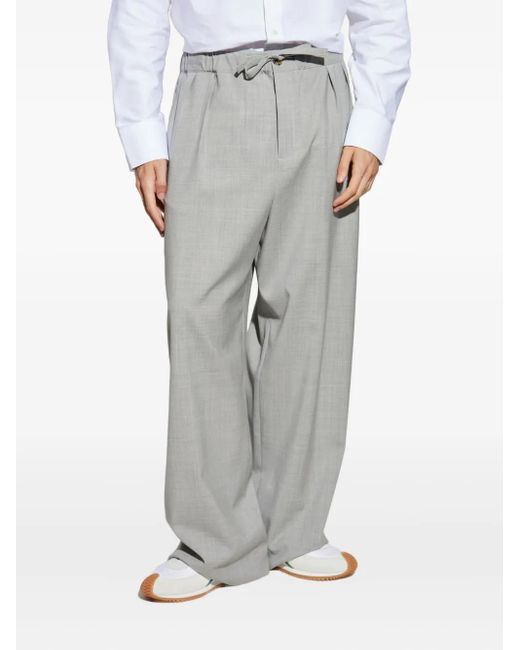 Loewe Gray Pleated Drawstring Trousers for men