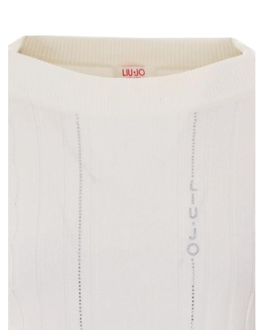 Liu Jo White Sweater With Contrast Trim