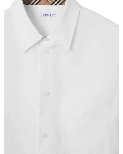 Burberry White Cotton Poplin Shirt for men