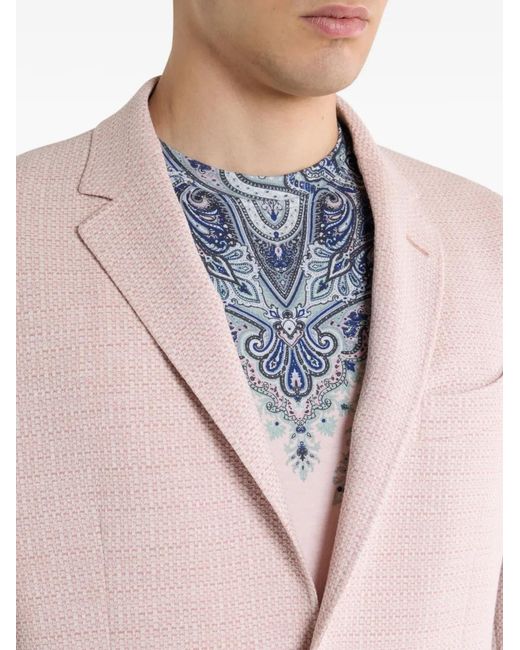 Etro Pink Single-Breasted Blazer for men